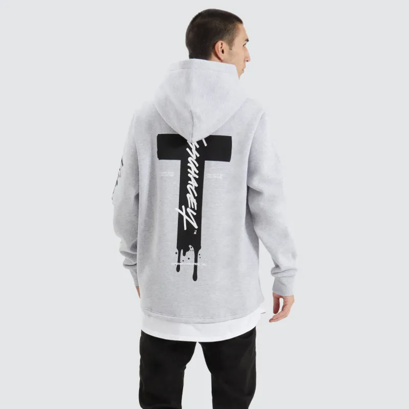 Silverthorne Heavy Layered Dual Curved Hoodie Grey Marle sold by Neverland