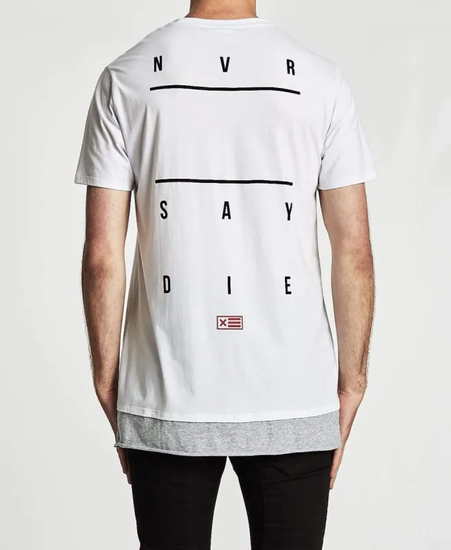 Never Say Die Layered Hem T-Shirt White sold by Neverland