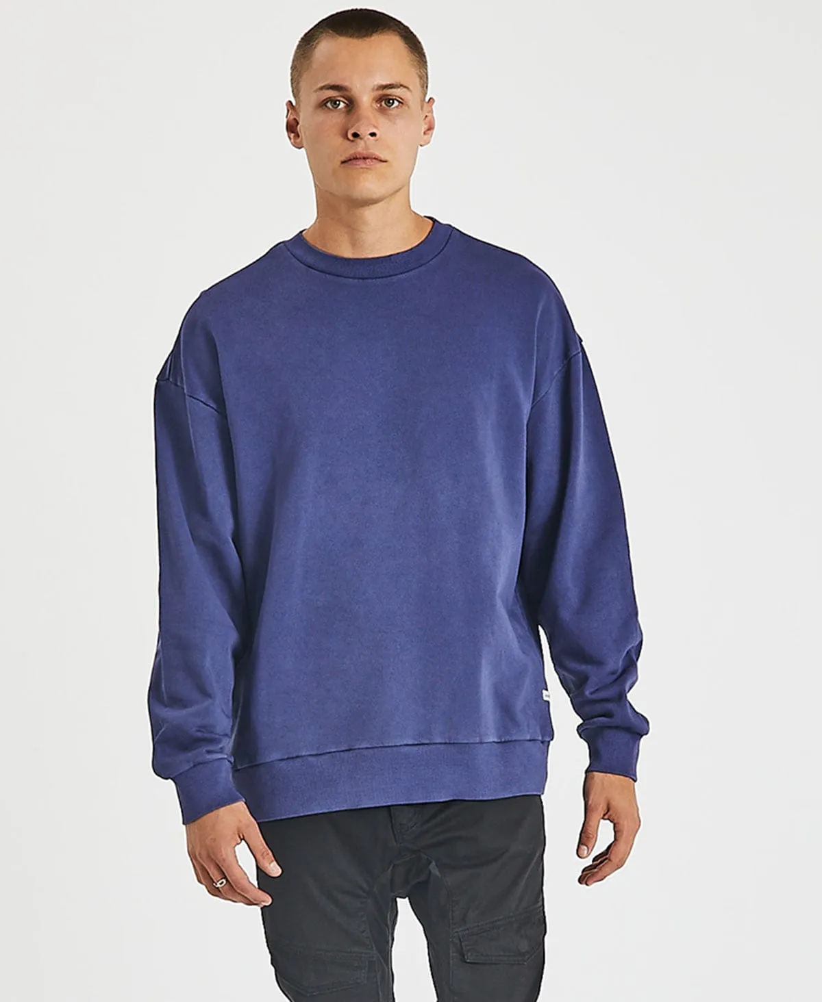 Bradford Relaxed Jumper Pigment Navy Blue sold by Neverland
