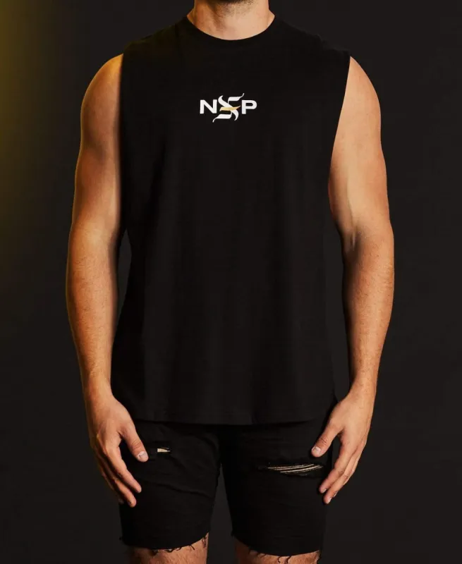 Powerful Scoop Back Muscle Tee Jet Black sold by Neverland