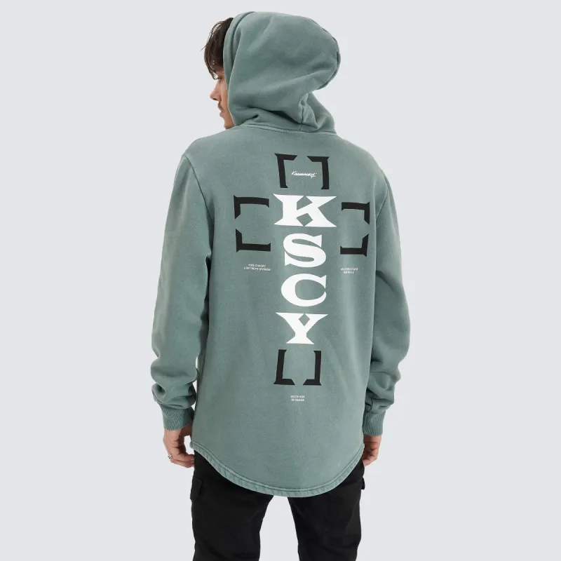 Unstated Heavy Hooded Dual Curved Jumper Green made by Neverland
