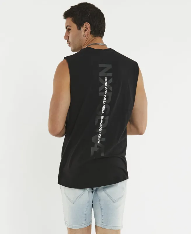 Blackout Scoop Back Muscle Tee Jet Black sold by Neverland