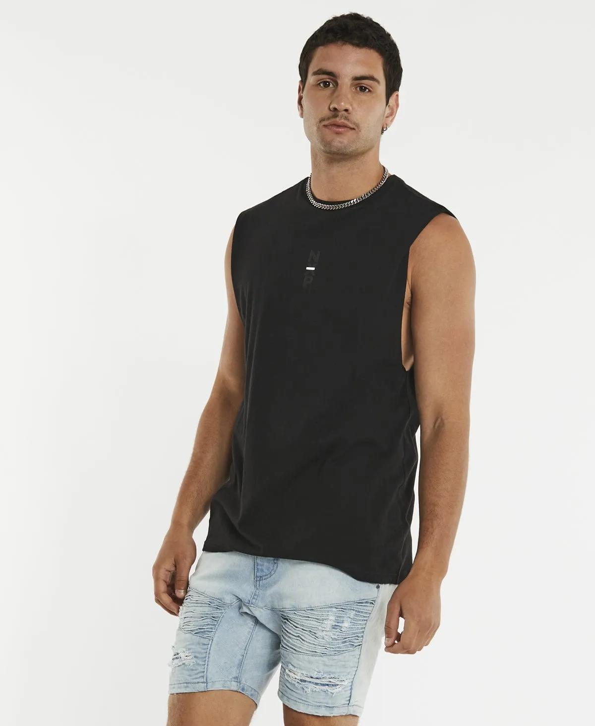 Blackout Scoop Back Muscle Tee Jet Black sold by Neverland product image thumbnail 2
