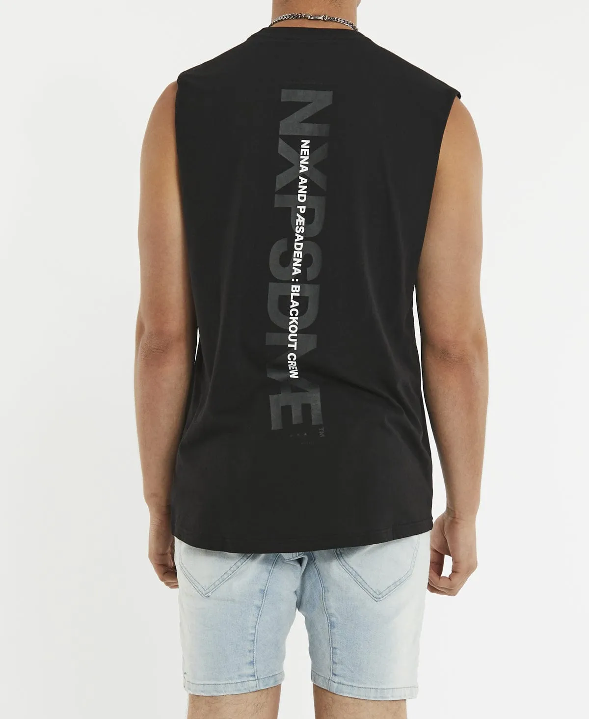 Blackout Scoop Back Muscle Tee Jet Black sold by Neverland product image thumbnail 4