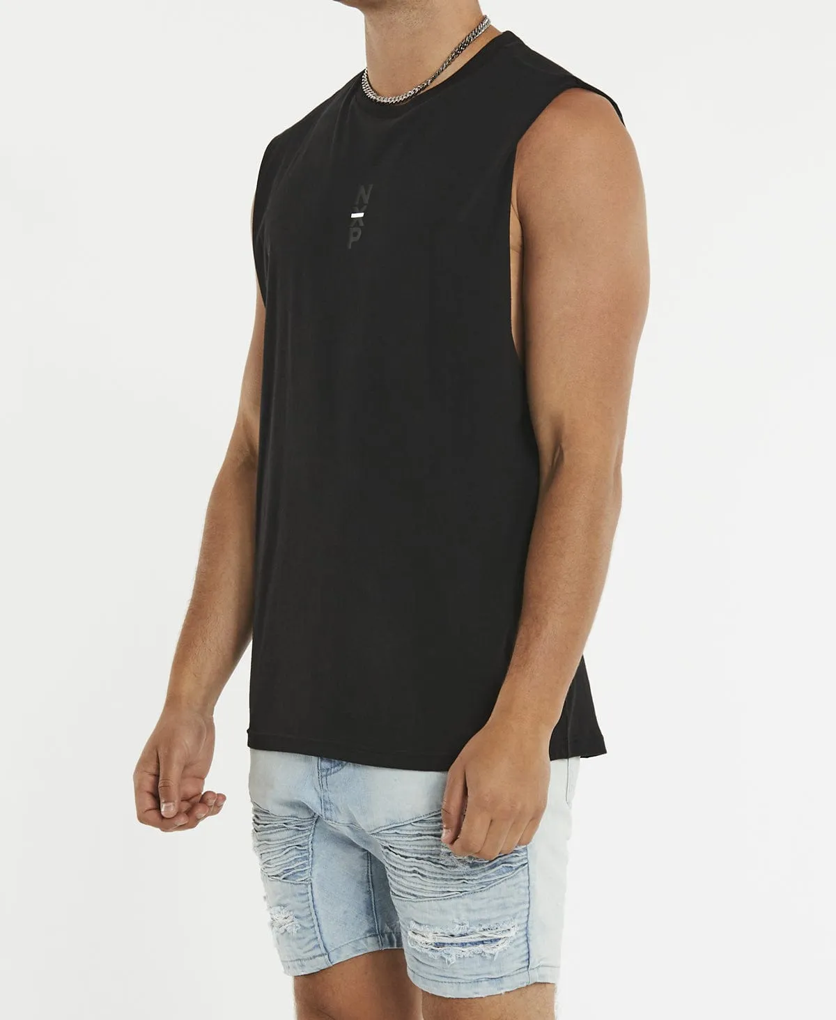 Blackout Scoop Back Muscle Tee Jet Black sold by Neverland product image thumbnail 3