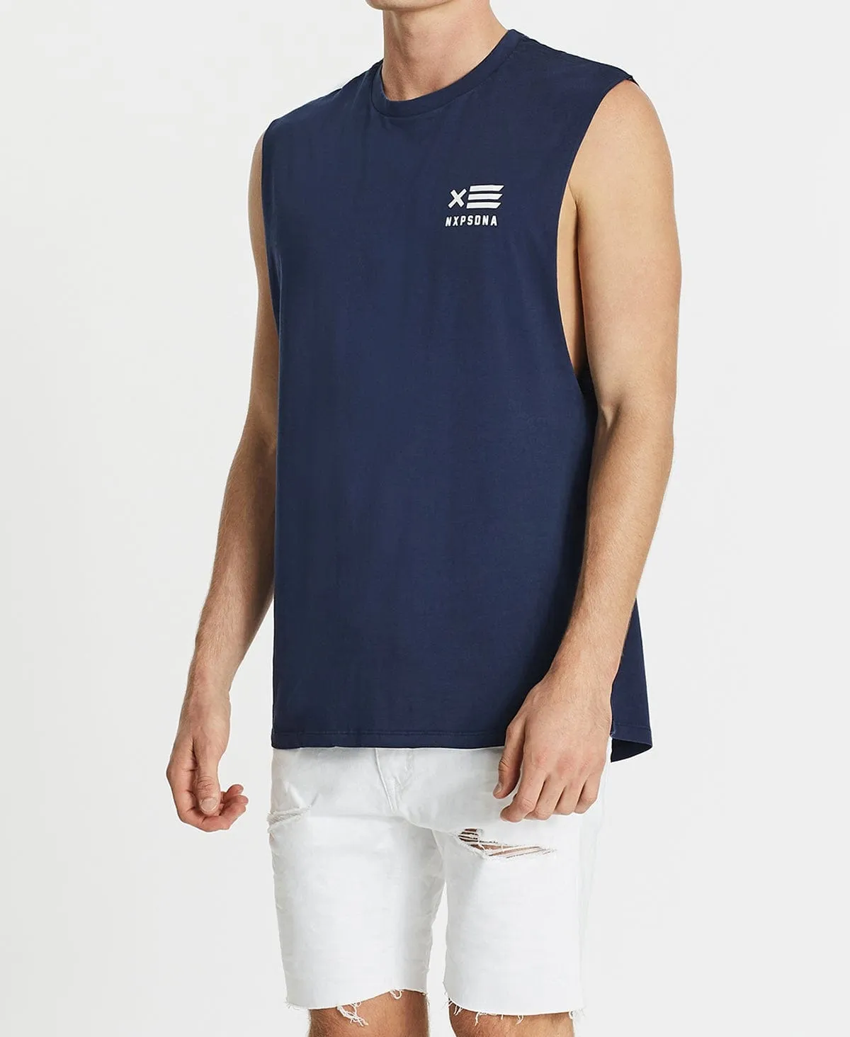 Unscarred Scoop Back Muscle Tee Pigment Navy sold by Neverland product image thumbnail 3