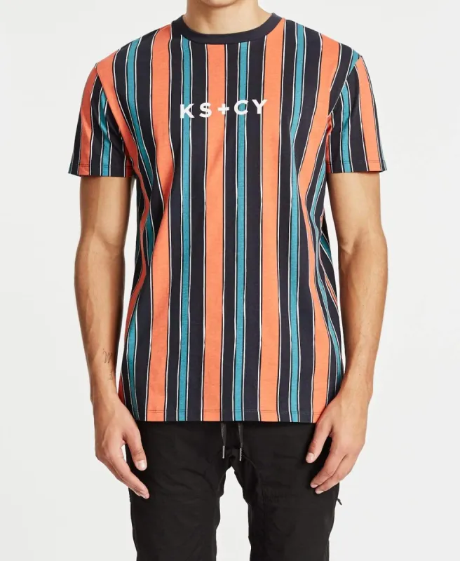 Shallow Relaxed Fit T-Shirt Multi Coloured Stripe sold by Neverland