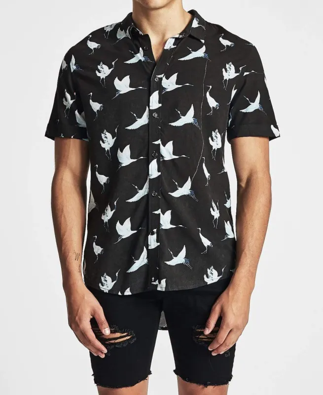 North To South Short Sleeve Shirt Black/White sold by Neverland