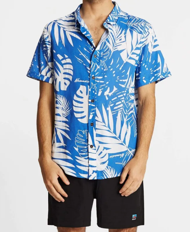 Palm Springs Standard Short Sleeve Shirt Island Blue/White Print sold by Neverland