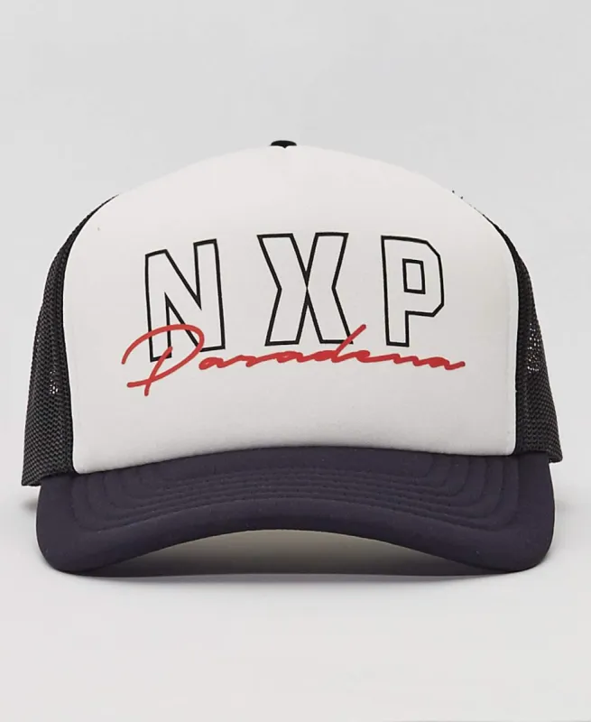 Home Plate Cap White Navy Black sold by Neverland