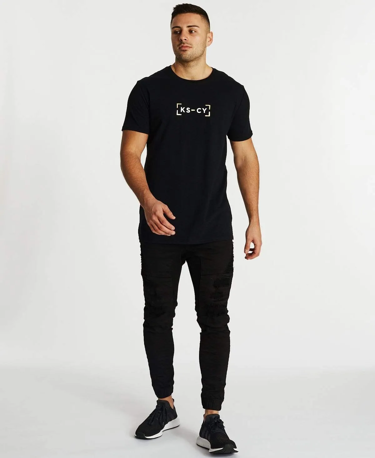 Black Rain Step Hem T-Shirt Jet Black sold by Neverland product image thumbnail 4