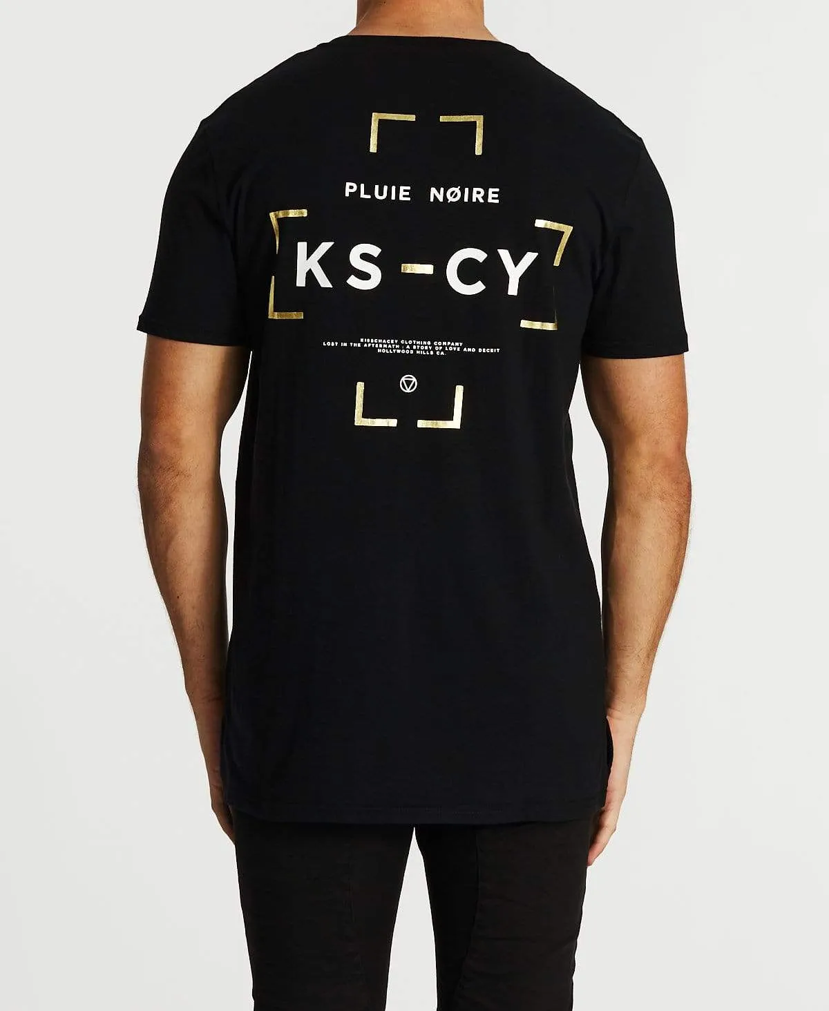 Black Rain Step Hem T-Shirt Jet Black sold by Neverland