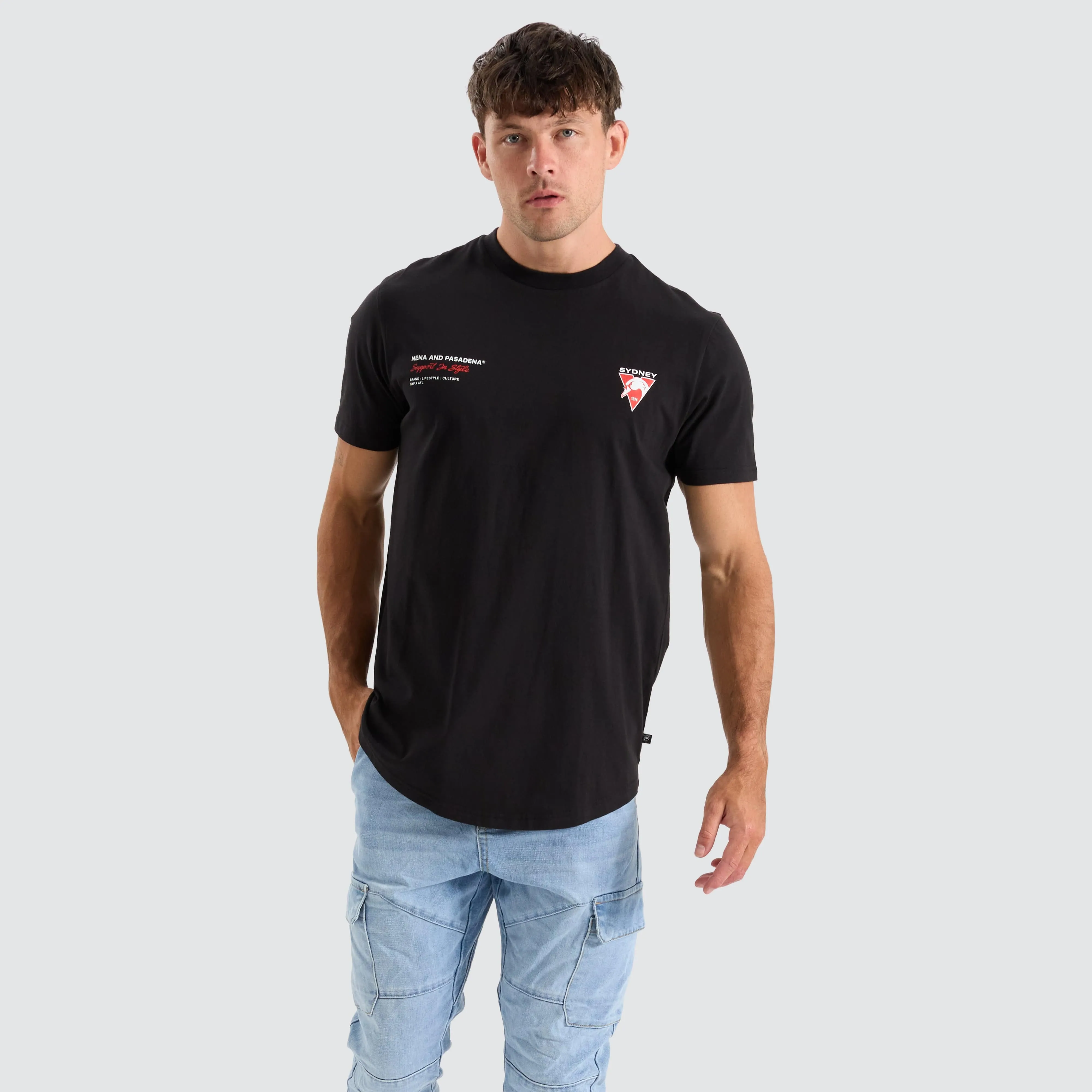 Sydney Swans AFL Dual Curved Tee Jet Black sold by Neverland product image thumbnail 3