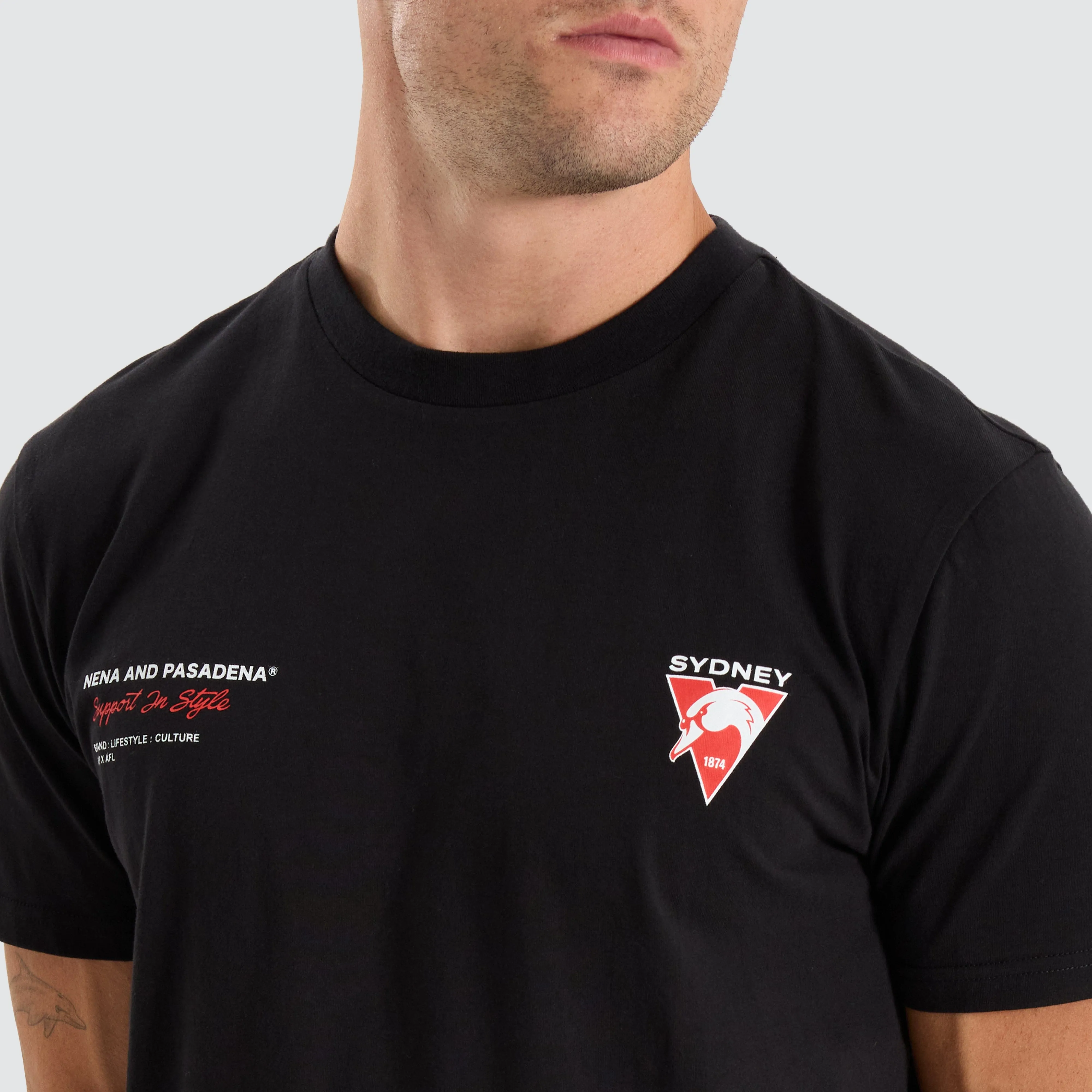 Sydney Swans AFL Dual Curved Tee Jet Black sold by Neverland product image thumbnail 4