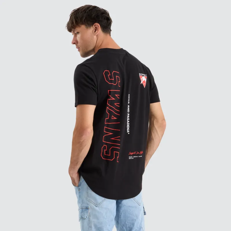 Sydney Swans AFL Dual Curved Tee Jet Black sold by Neverland