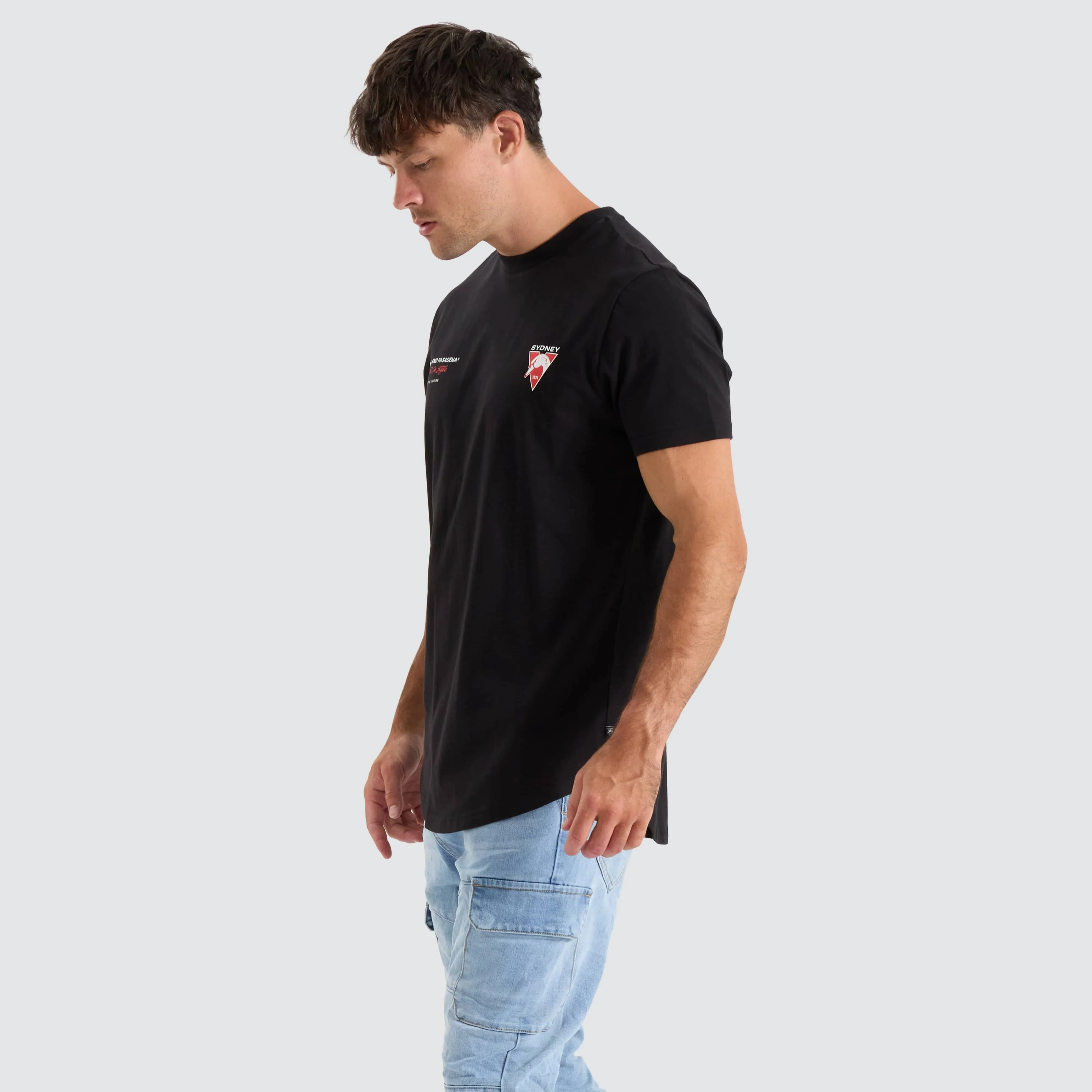 Sydney Swans AFL Dual Curved Tee Jet Black sold by Neverland product image thumbnail 2