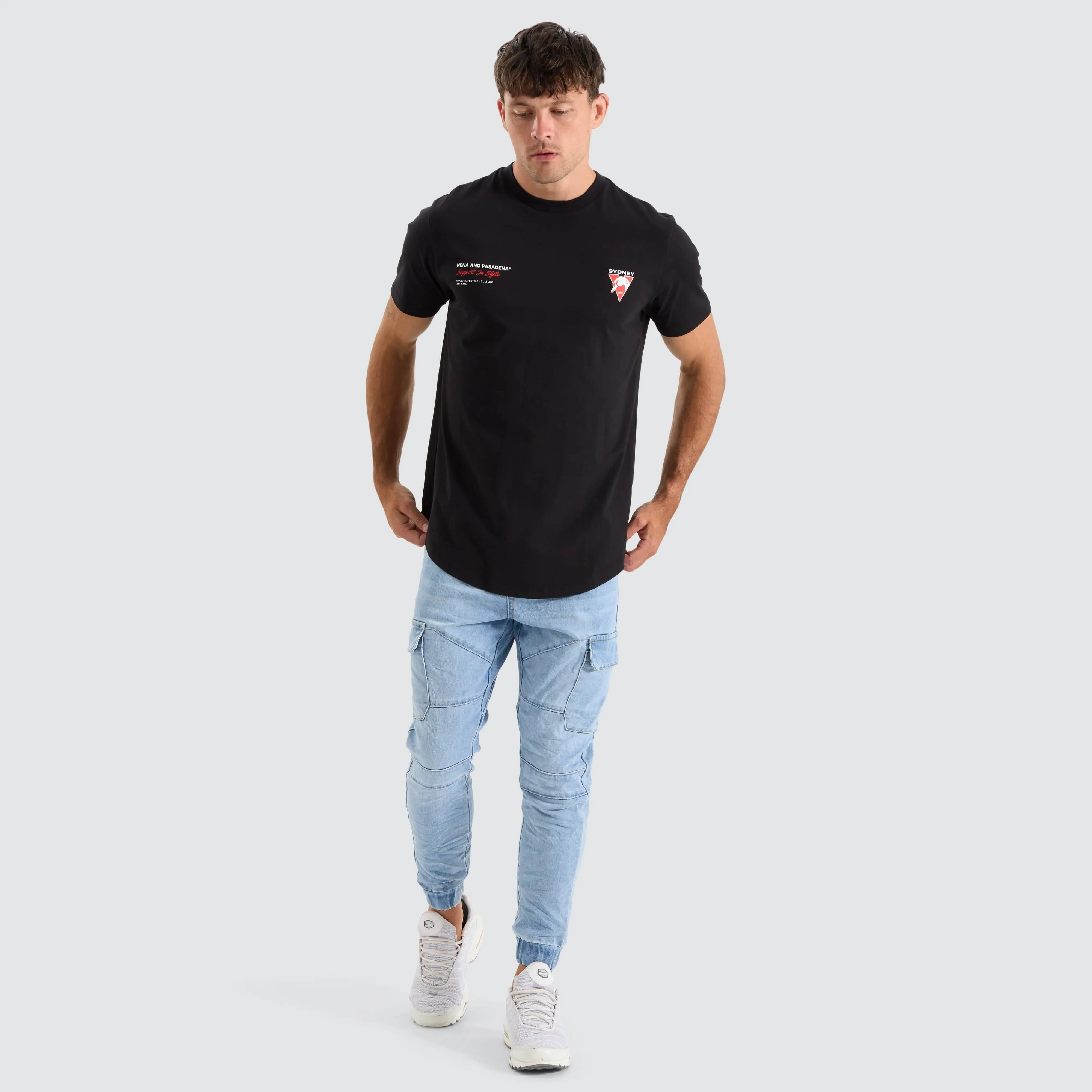 Sydney Swans AFL Dual Curved Tee Jet Black sold by Neverland product image thumbnail 5