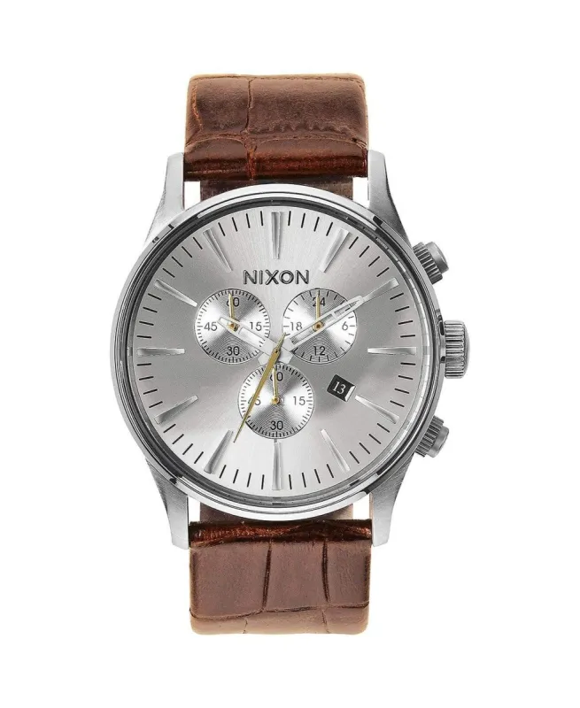Sentry Chrono Leather Watch Saddle/Gator Brown sold by Neverland