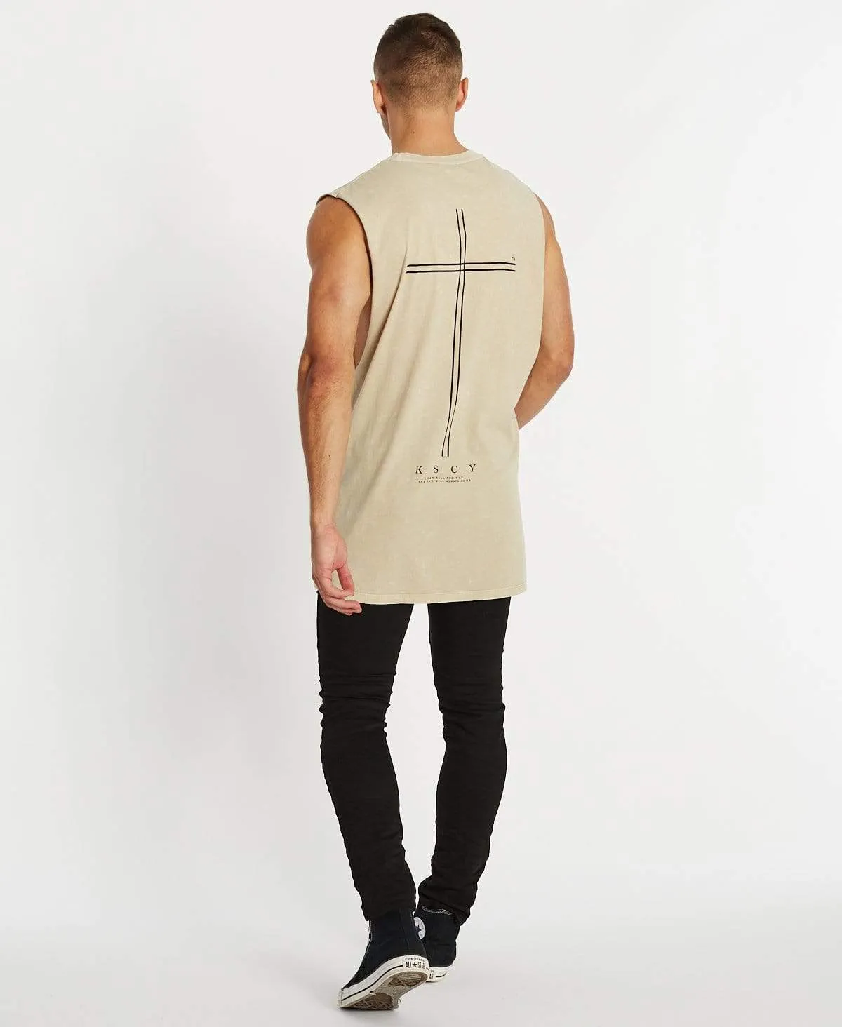 Solitude Step Hem Muscle Tee Acid Sand sold by Neverland product image thumbnail 4