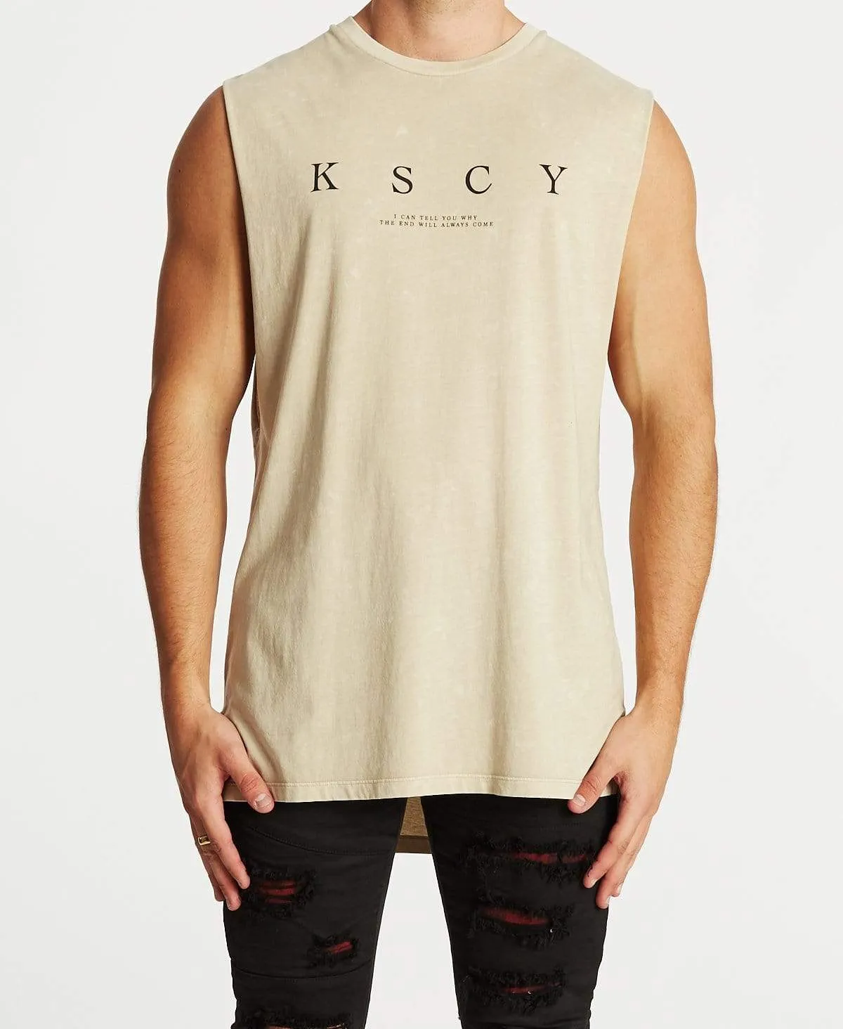 Solitude Step Hem Muscle Tee Acid Sand sold by Neverland product image thumbnail 2