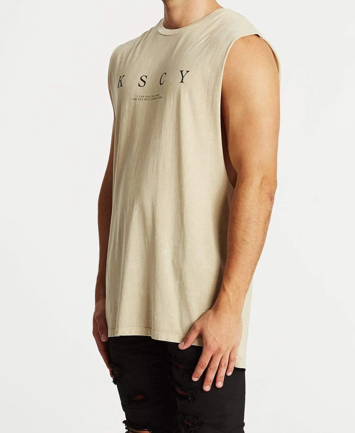 Solitude Step Hem Muscle Tee Acid Sand sold by Neverland product image thumbnail 3
