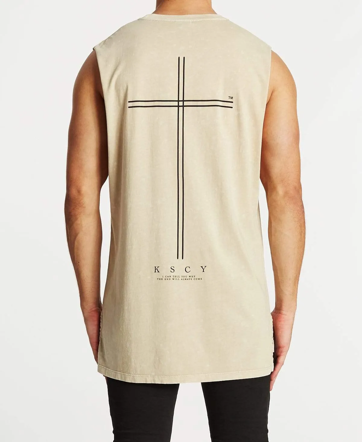 Solitude Step Hem Muscle Tee Acid Sand sold by Neverland