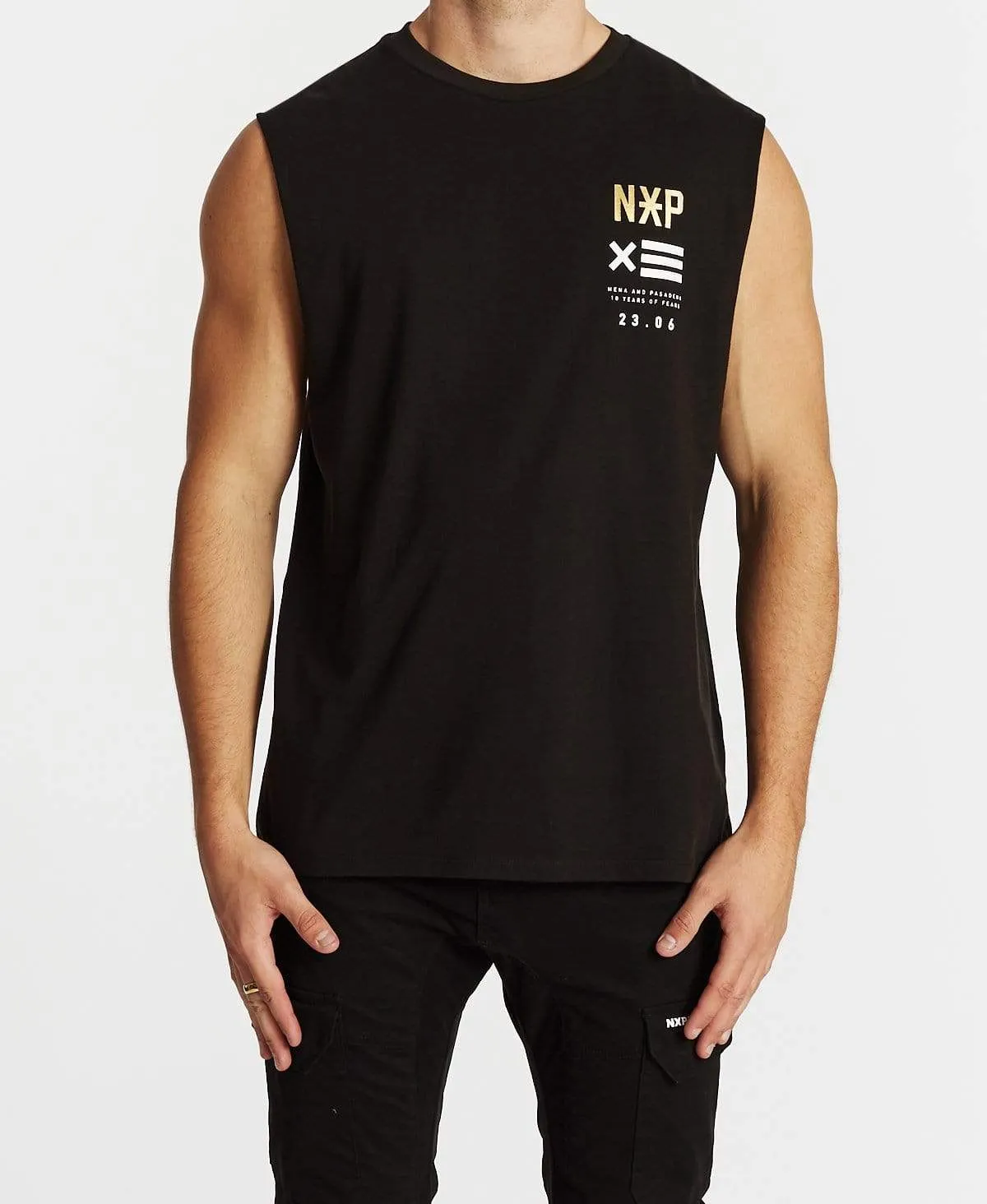 Power In Numbers Scoop Back Muscle Tee Jet Black sold by Neverland product image thumbnail 2