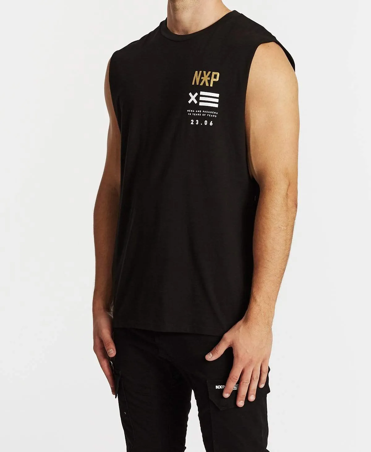 Power In Numbers Scoop Back Muscle Tee Jet Black sold by Neverland product image thumbnail 3