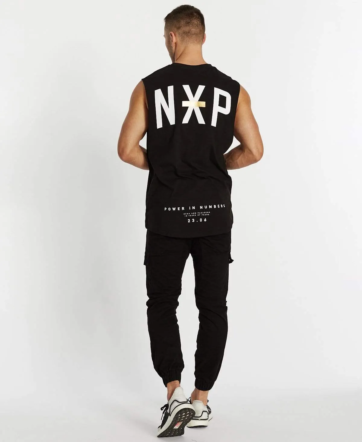 Power In Numbers Scoop Back Muscle Tee Jet Black sold by Neverland product image thumbnail 5