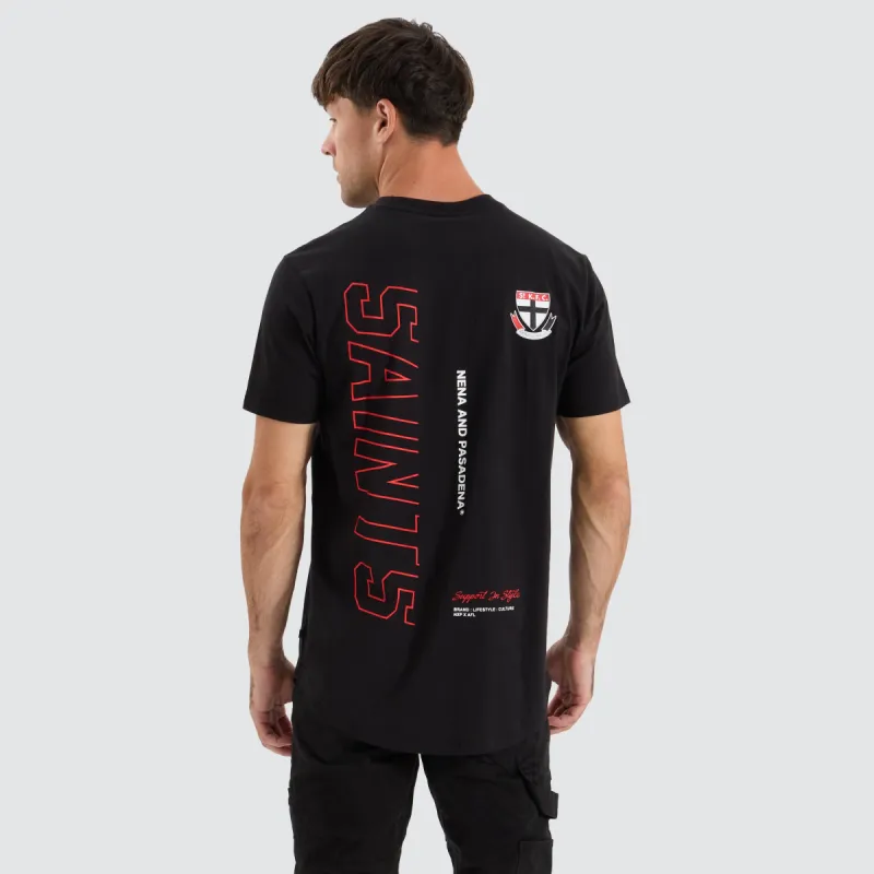 St Kilda Saints AFL Dual Curved Tee Jet Black sold by Neverland