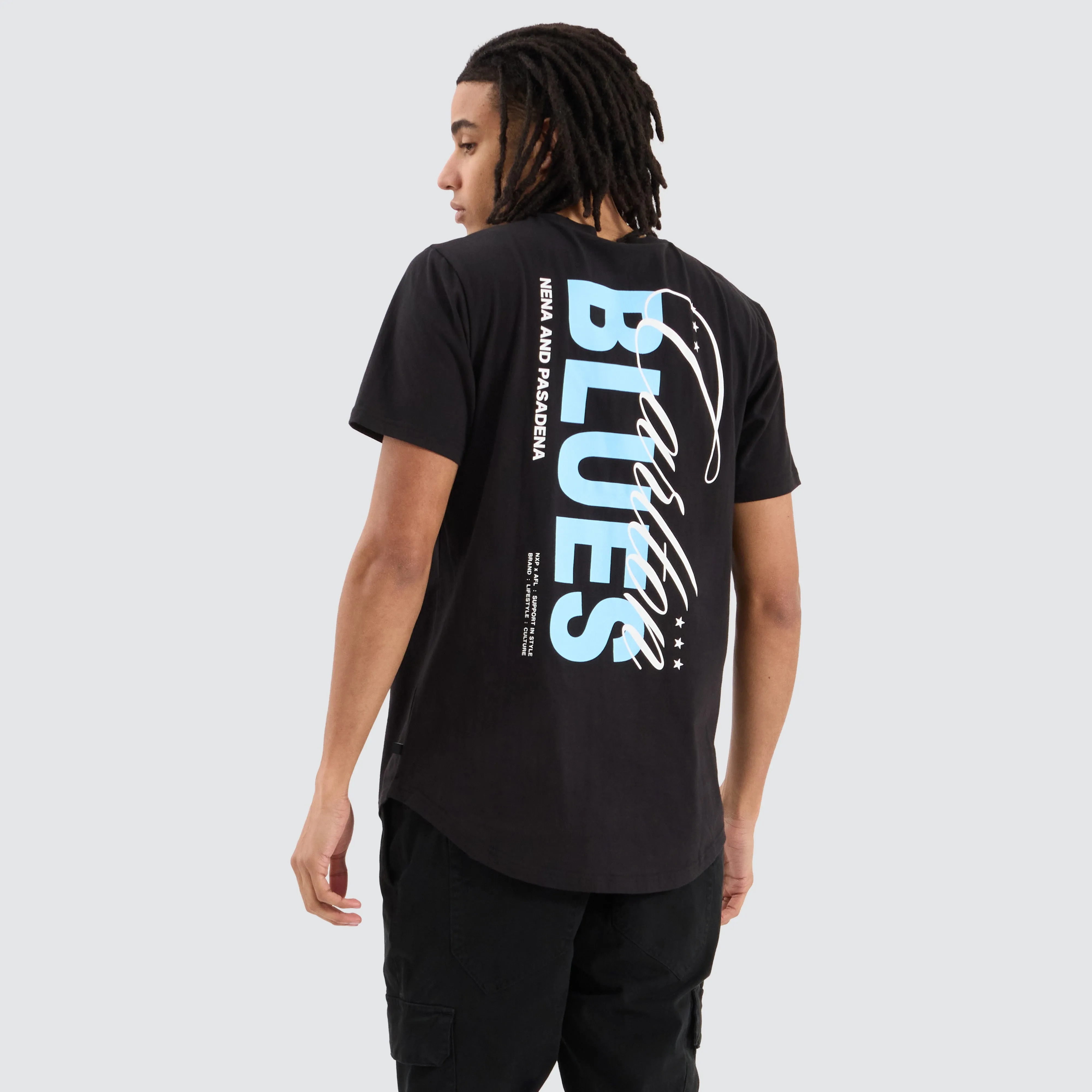 Carlton Blues AFL Dual Curved Tee Jet Black sold by Neverland