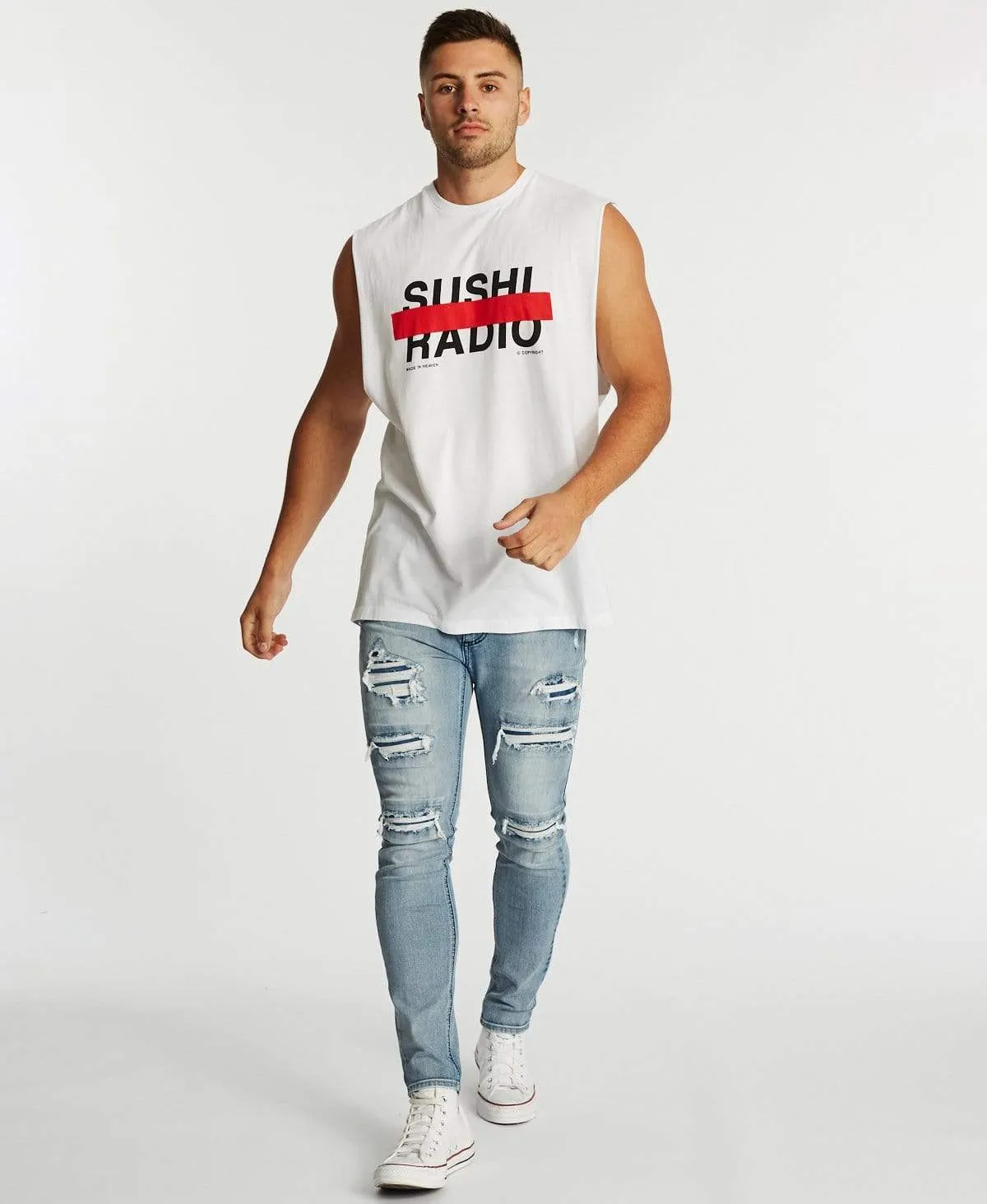 Shadow Relaxed Muscle Tee White sold by Neverland product image thumbnail 4