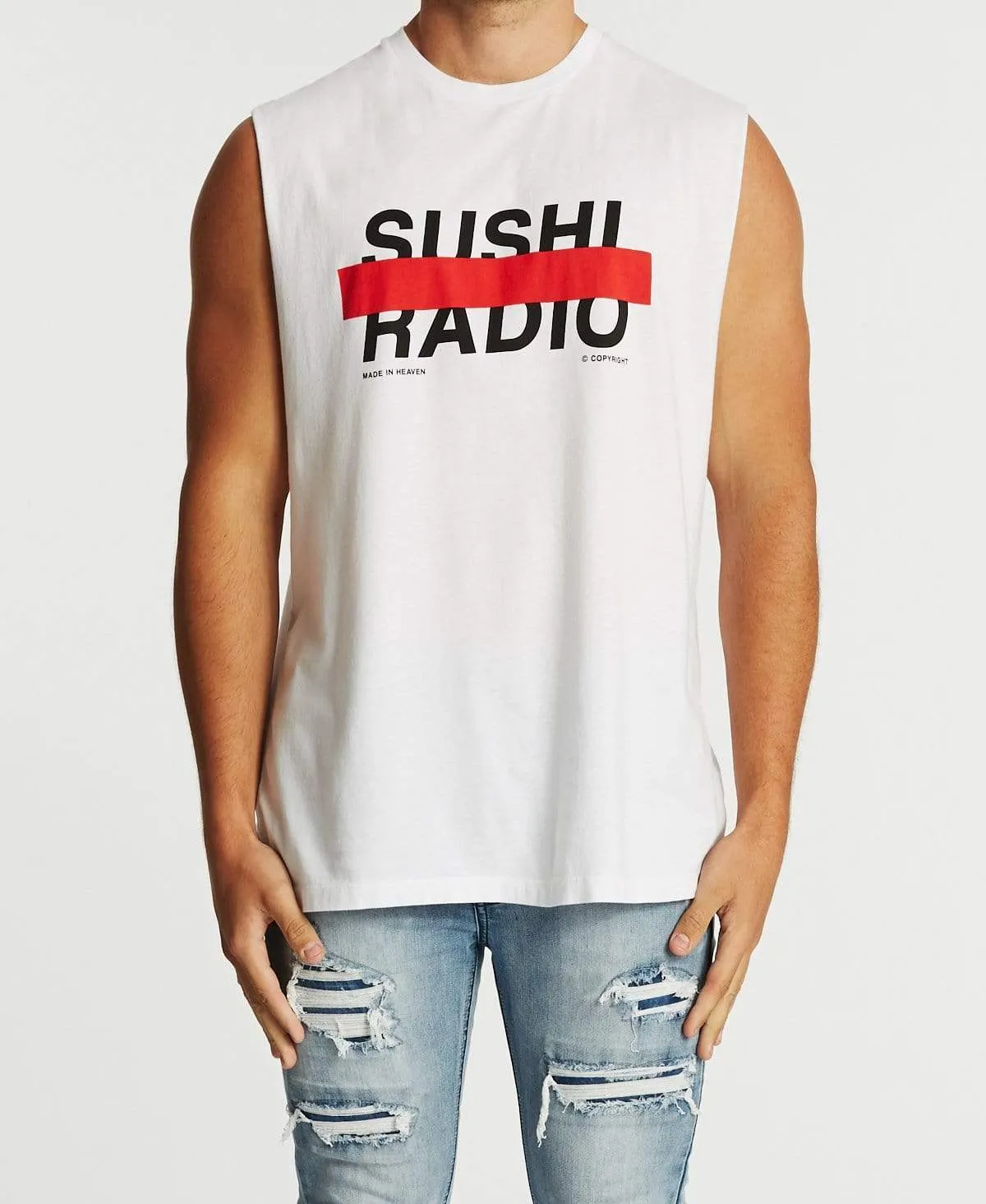 Shadow Relaxed Muscle Tee White sold by Neverland