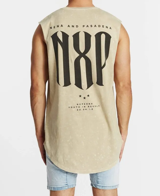 Rebellion Cape Back Muscle Tee Acid Sand sold by Neverland