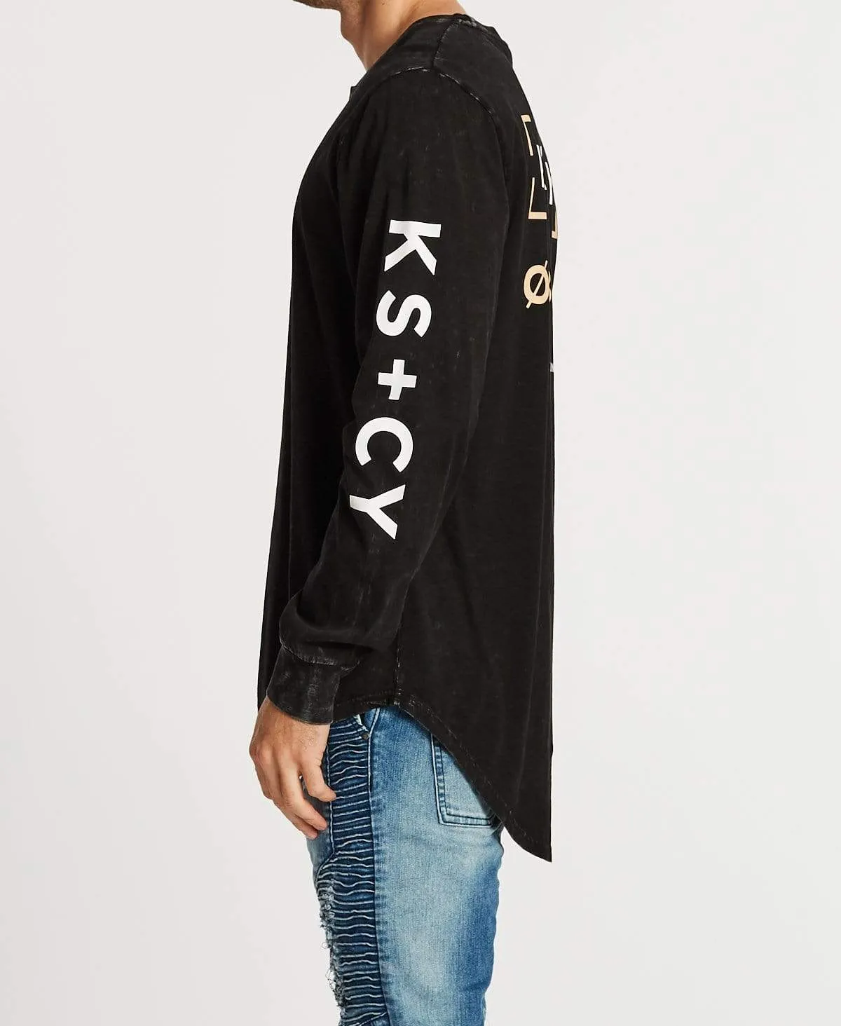 Grosvenor Cape Back Long Sleeve T-Shirt Acid Black sold by Neverland product image thumbnail 4