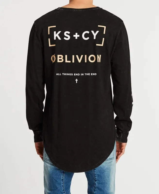 Grosvenor Cape Back Long Sleeve T-Shirt Acid Black sold by Neverland