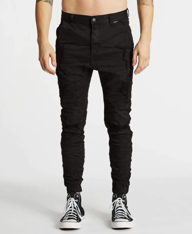 Zeppelin Pants Destroyed Solid Black sold by Neverland