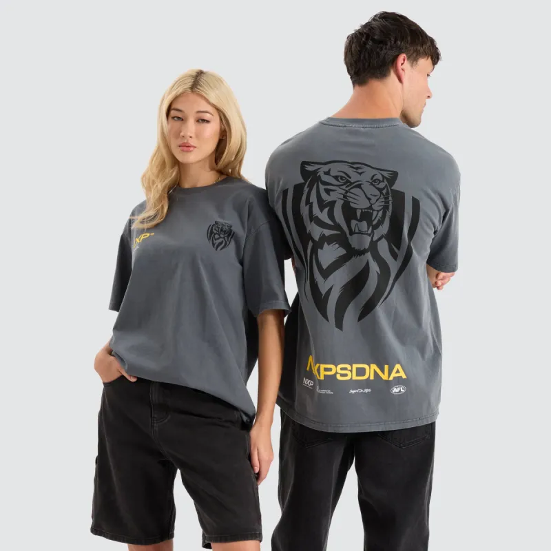 Richmond Tigers AFL Box Fit Tee Pigment Charcoal sold by Neverland