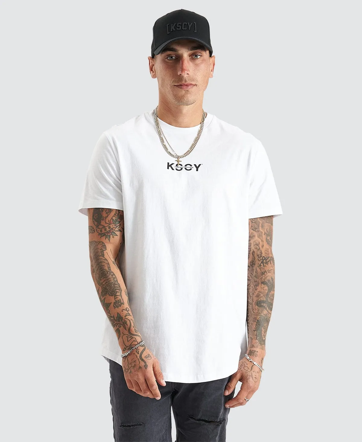 Tustin Dual Curved Tee White sold by Neverland