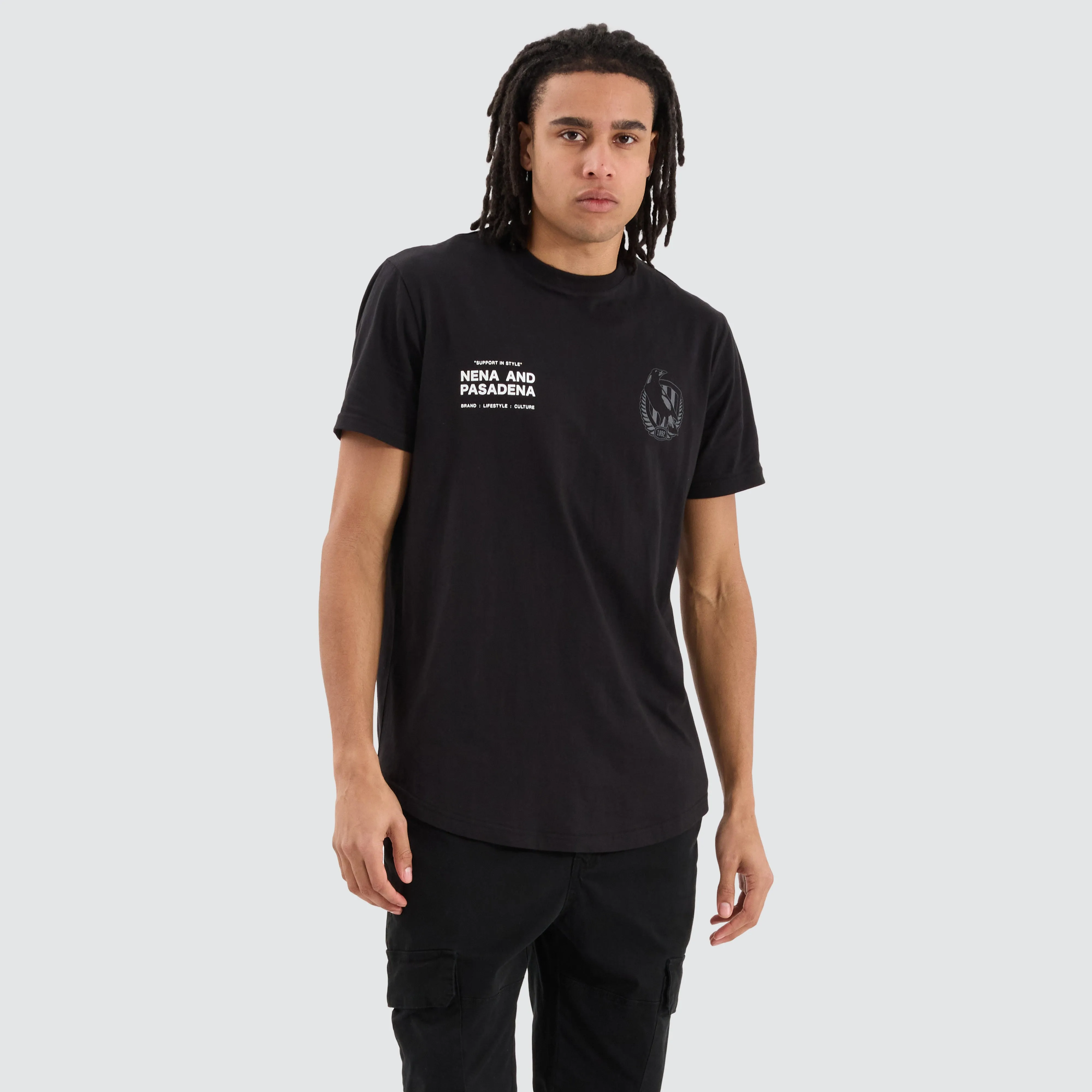 Collingwood Magpies AFL Dual Curved Tee Jet Black sold by Neverland product image thumbnail 2