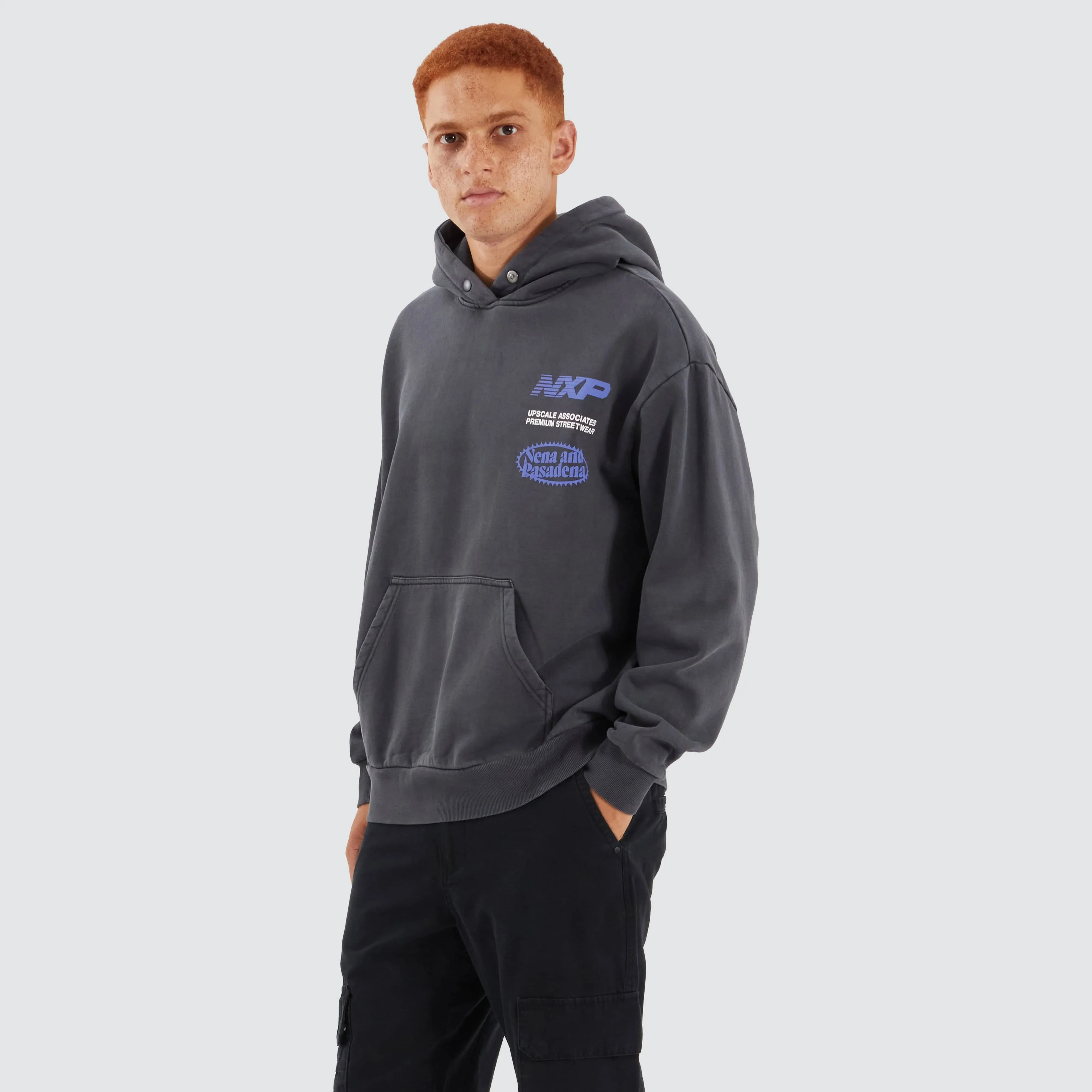 Upscale Box Fit Hoodie Pigment Asphalt sold by Neverland product image thumbnail 2