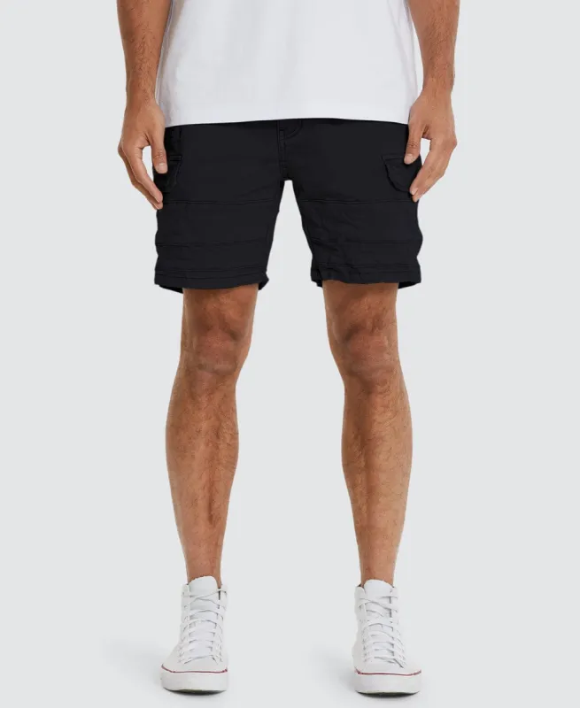 Michigan Cargo Shorts Jet Black sold by Neverland