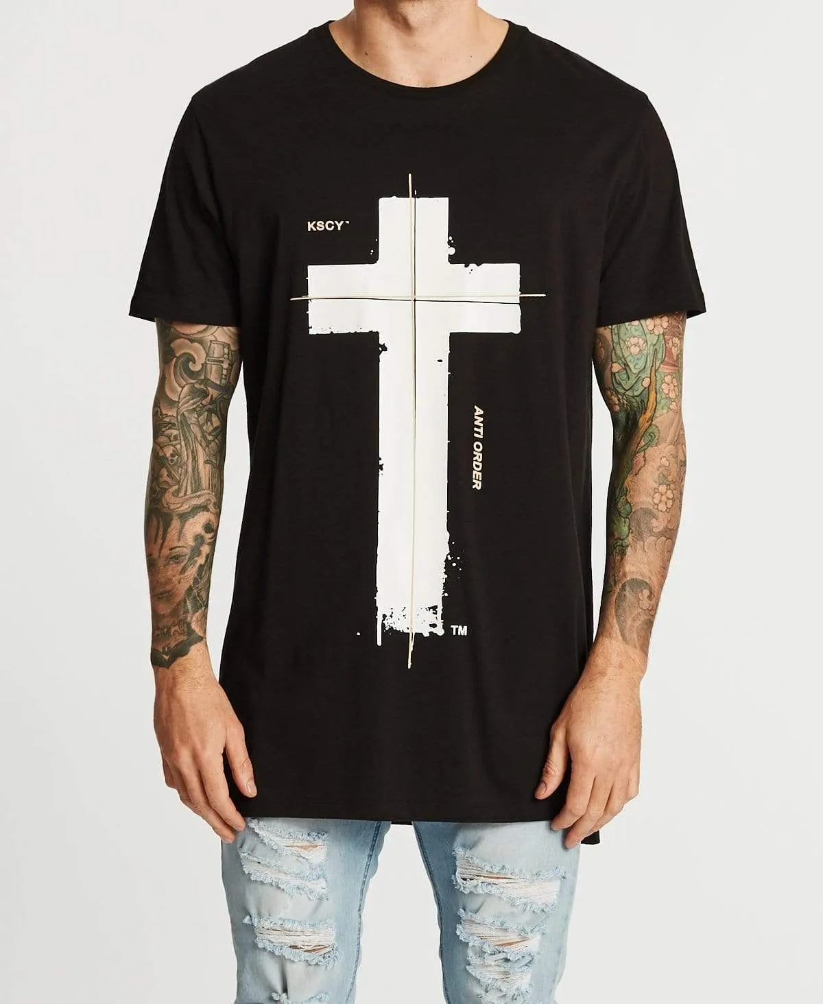 Incomplete Step Hem T-Shirt Jet Black sold by Neverland