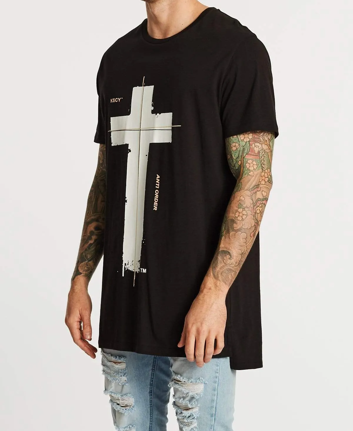 Incomplete Step Hem T-Shirt Jet Black sold by Neverland product image thumbnail 3