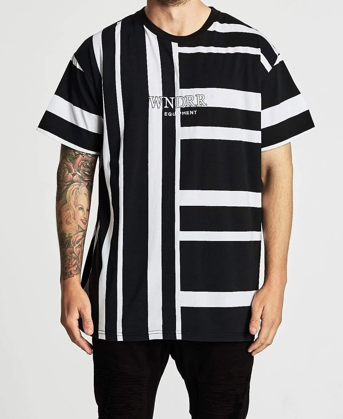Rift Stripe Custom Fit T-Shirt Black/White sold by Neverland