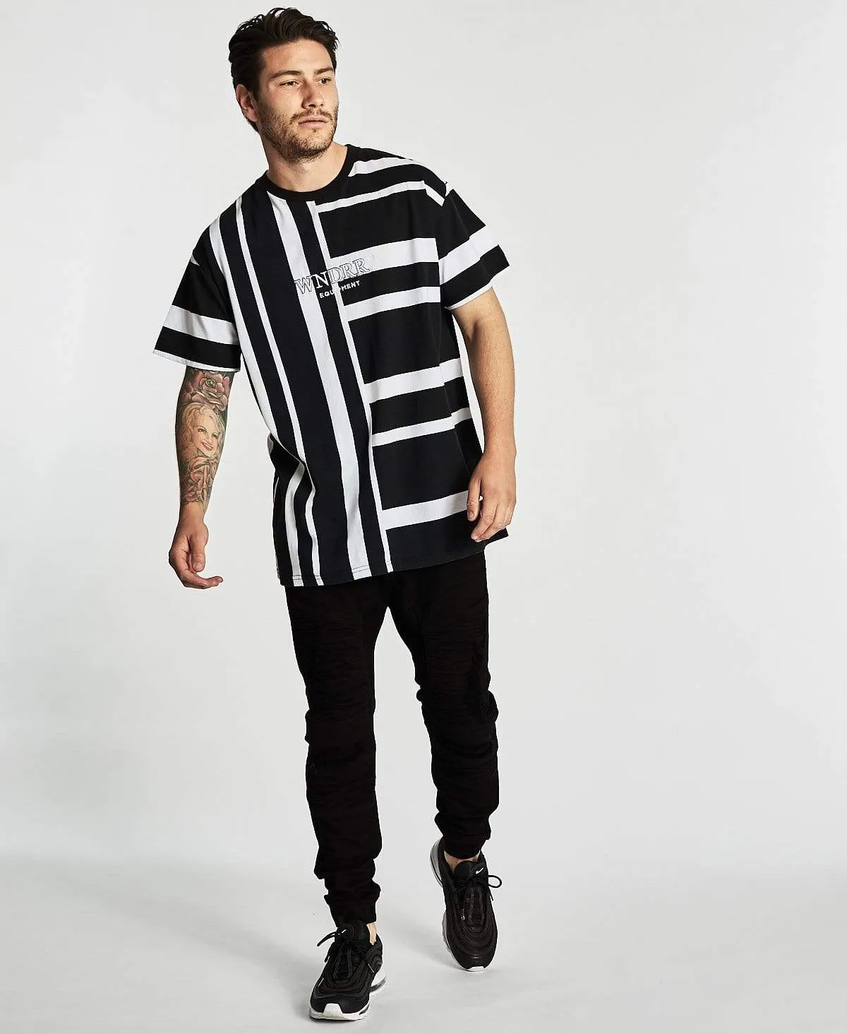 Rift Stripe Custom Fit T-Shirt Black/White sold by Neverland product image thumbnail 4