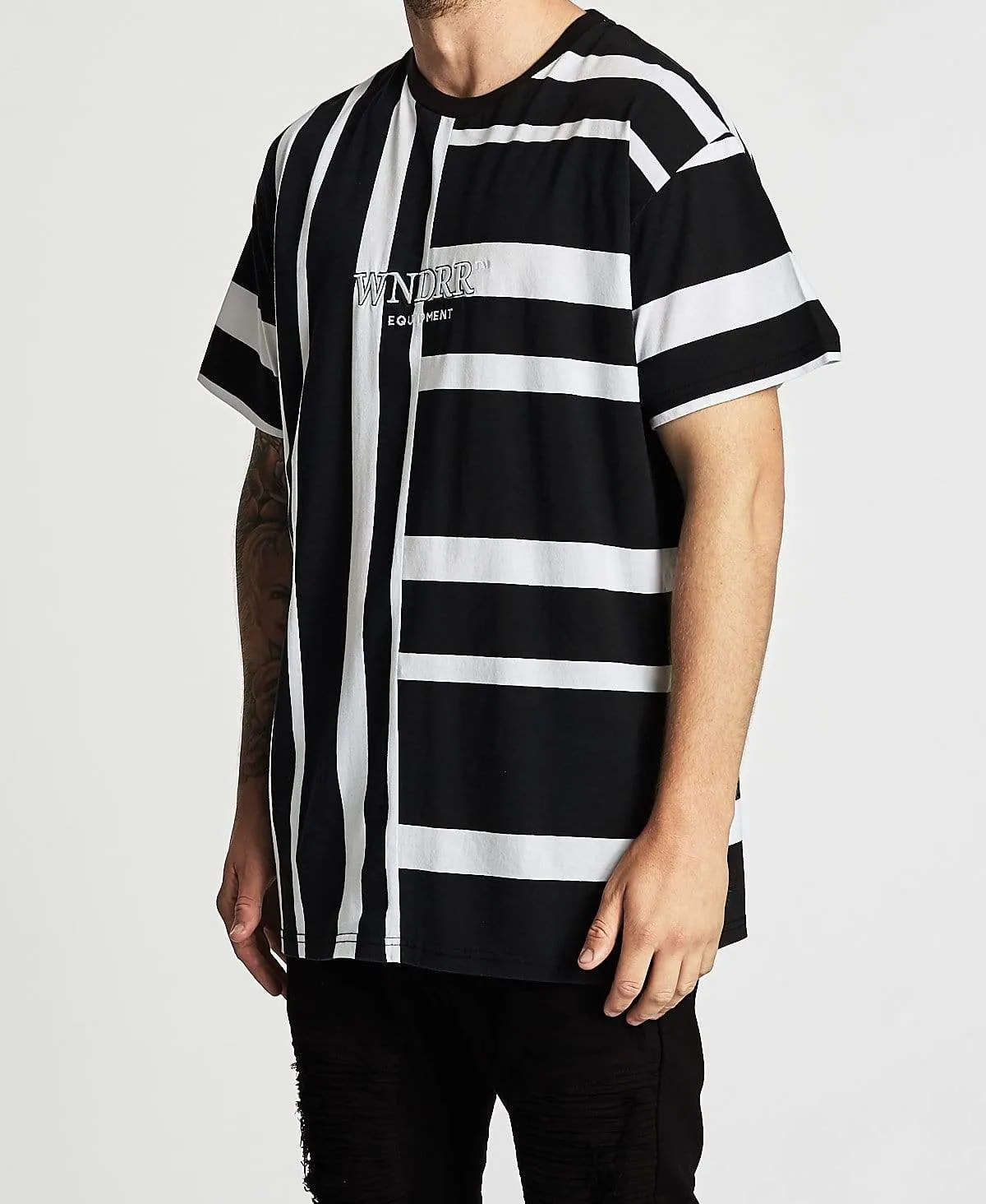 Rift Stripe Custom Fit T-Shirt Black/White sold by Neverland product image thumbnail 3