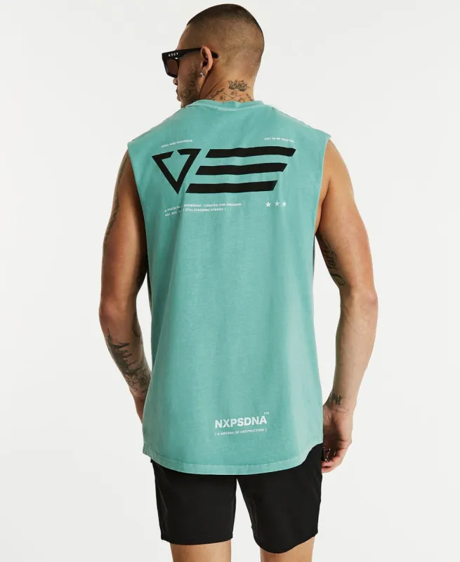 Hollow Scoop Back Muscle Tee Pigment Teal sold by Neverland