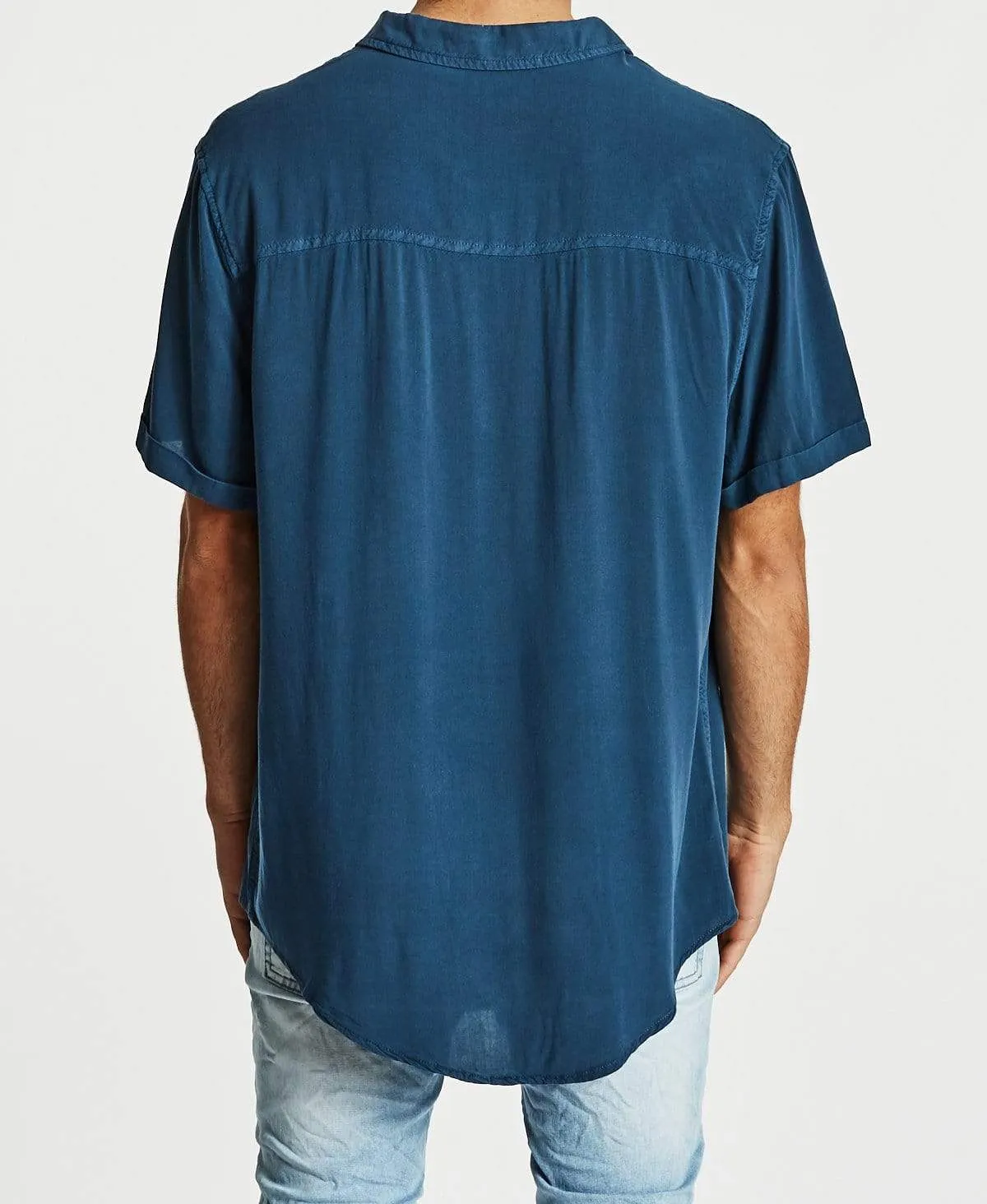 Faded Out Standard Short Sleeve Shirt Pigment Petrol Blue sold by Neverland product image thumbnail 2