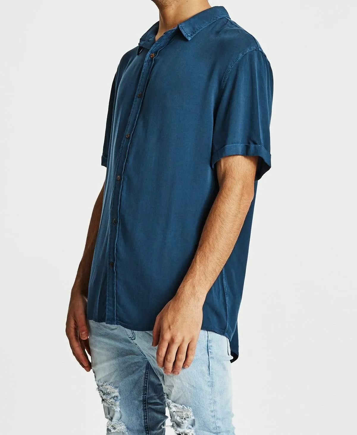 Faded Out Standard Short Sleeve Shirt Pigment Petrol Blue sold by Neverland product image thumbnail 3